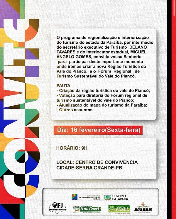 Serra Grande sedia lançamento do Programa de Regionalização e Interiorização do Turismo na Paraíba!